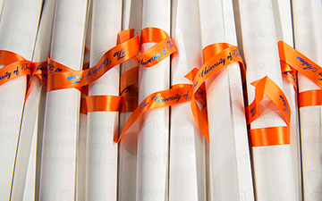 Closeup of degrees in a row